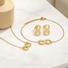 Stainless Steel Infinity Jewelry Set Smooth Polished Infinity Stud Earrings Necklace Bracelet 3Pcs Women Minimalist Jewelry Gift