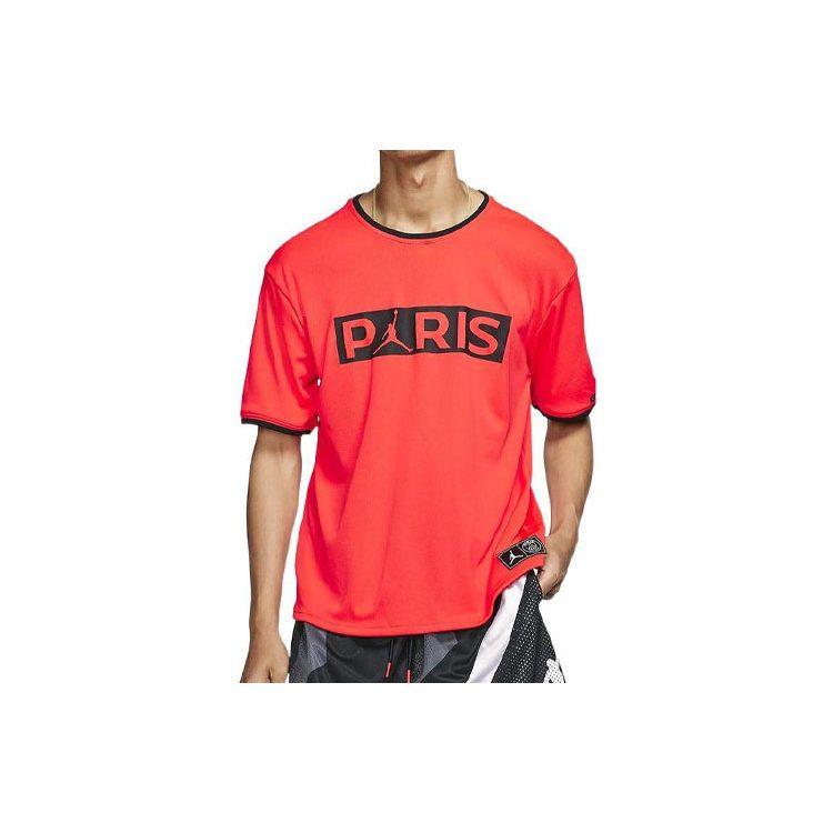 Jordan T Shirts Men's Red Crew Neck Moderate Straight Fit BQ8359-612