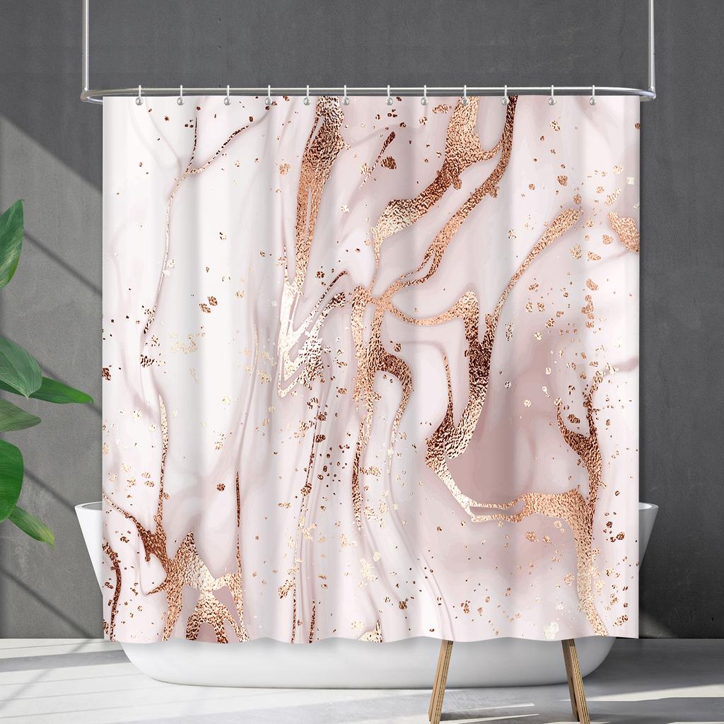 Shower Curtain Waterproof And Mildew-Proof Marble Pattern Bathroom Curtain Shower Curtain Partition Curtain Free Of Punching