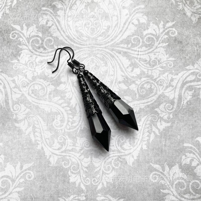 Vintage Red Crystal Teardrop Pendant Earrings For Women Gothic Style Zircon Gift Accessories