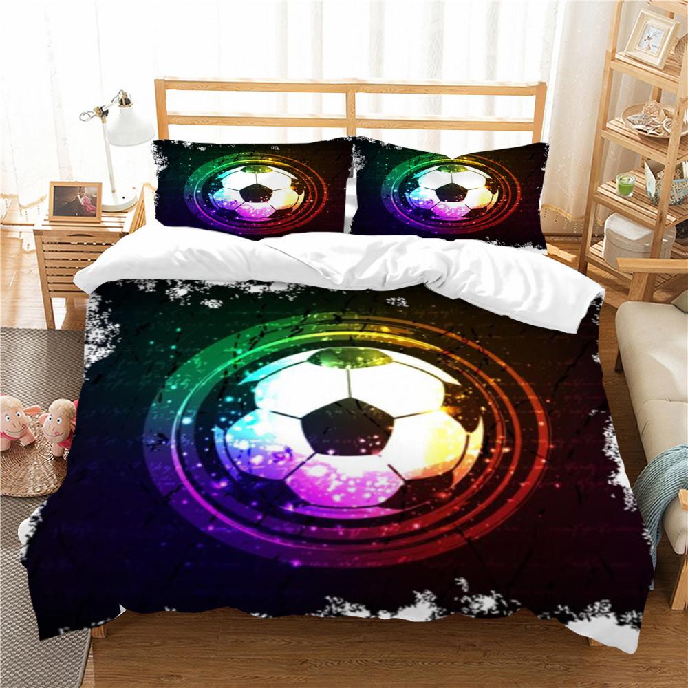 Bettwäsche-Set für Zuhause, Fußball-Druck, gewaschenes Bettbezug-Set, weich, für junge Leute, atmungsaktives Bettwäsche-Set, bequem, weich, Polyester