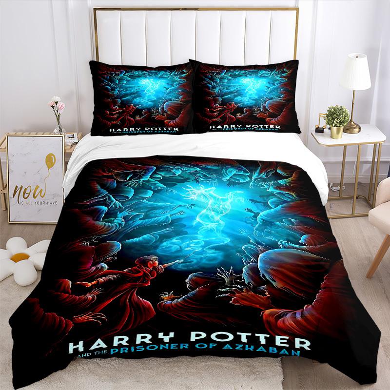 3pcs Harry Potter Bedding Set, Soft Polyester Duvet Cover and Pillowcases Machine Washable Seasons all suitable 09