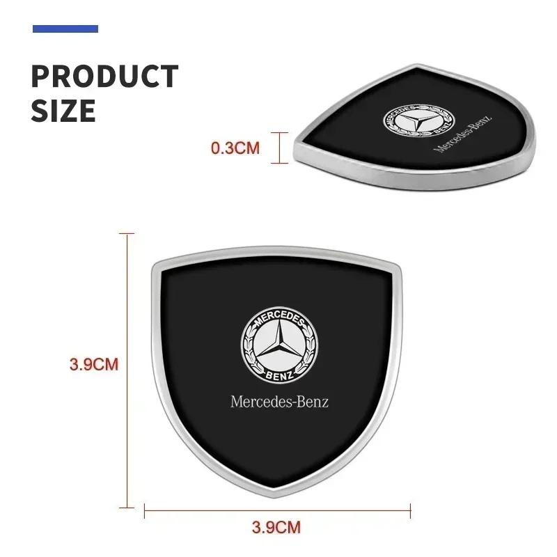 BKM3    1/2pcs 3D Metal Shield Emblem Car Window Body Side Badge Stickers For Mercedes Benz AMG A B C E S class GLA GLC CLA GLK GLE