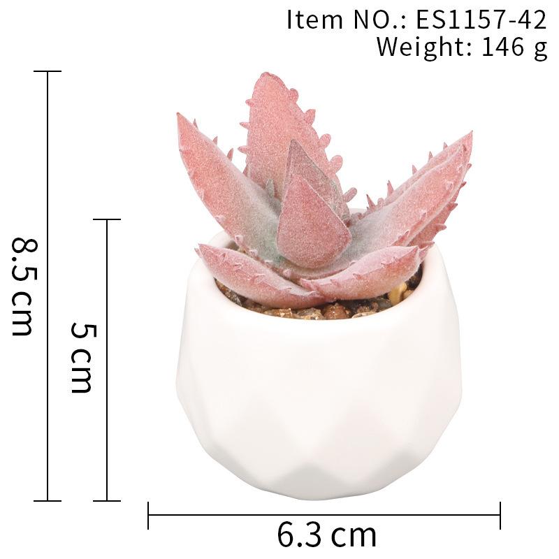 Office Potted Plant Fake Succulent Ceramic Pot Mini Pink Succulent Diamond Cup Potted Plant Second Hair Anti-Drop Potted Plant