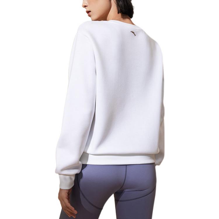 Anta Training Series Letter Print Pullover Round Neck Long Sleeve Sweatshirt Women sweatshirt White 162237723-3