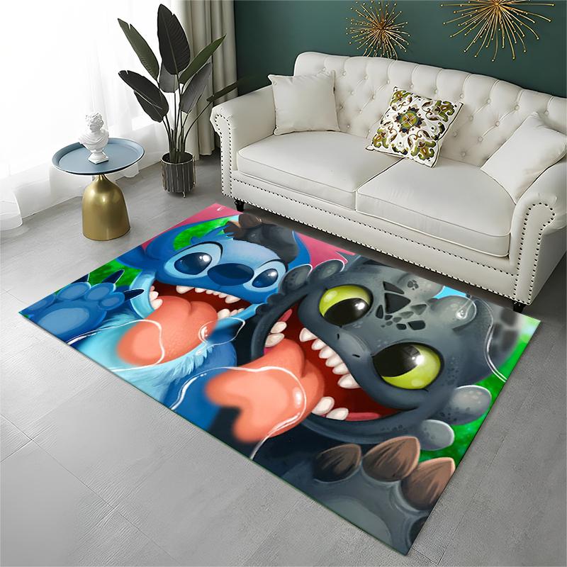 Cute S-Stitch Cartoon Non-Slip Area Rug for Living Room,Bedroom,Playroom,Soft Carpet Floor Mat Home Decor Rug Kids Room Gift