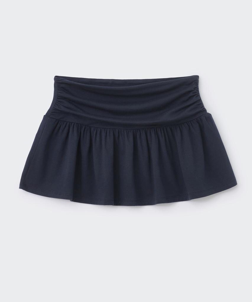 Koseumoseu Ruffle Overlay Mini Skirt (Navy)