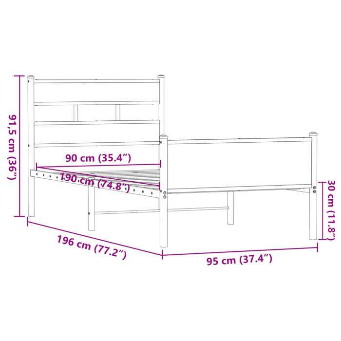 VidaXL Bed Frames Without Mattress Brown Oak 90x190cm Engineered Wood, Single Bed, Bedroom Furniture, Bed 4017336