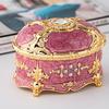 Elegant Oval Jewelry Box With Rhinestone Decor Zinc Alloy Gift Case Women Birthday Wedding Travel Souvenir Storage