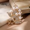 Sturdy Metal Brooch Flower Branch with Faux Pearls Rhinestones Decorative Lapel Pin Floral for Wedding Party Dainty Jewelry Accessory Women