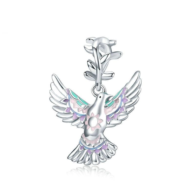 Colorful Oil Droplet Bird DIY Charms Bracelet Bead Set Picture European American Jewelry S925 Sterling Silver Pendant Accessory