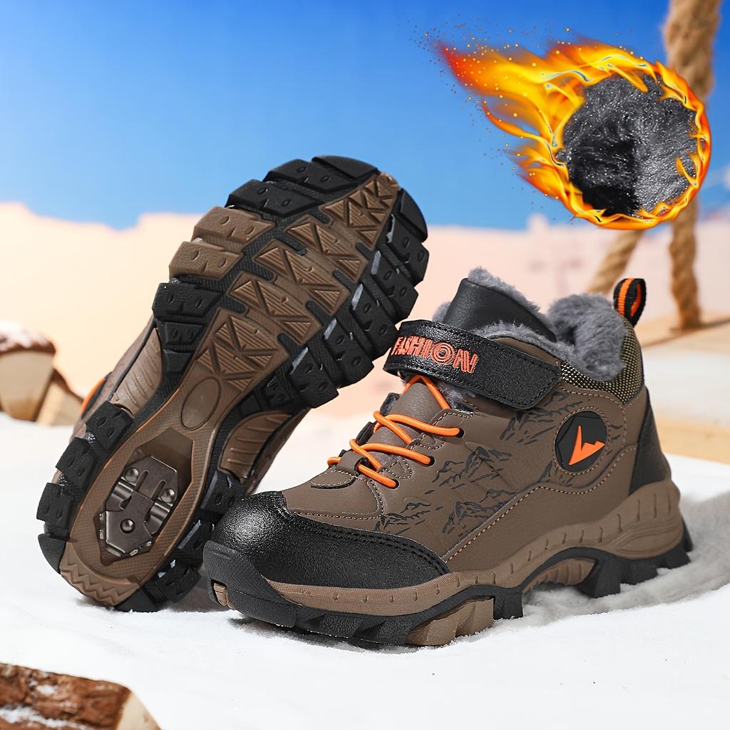 Children's Boots, Winter Plus Velvet Hiking Shoes, Comfortable Plush Lining, Warm, Comfortable, Suitable for Boys and Girls