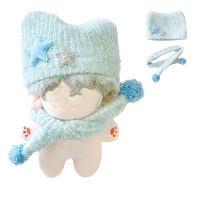 Cat Ear Knit Hat & Scarf Set for Plush Toys (10cm), Blue, Used