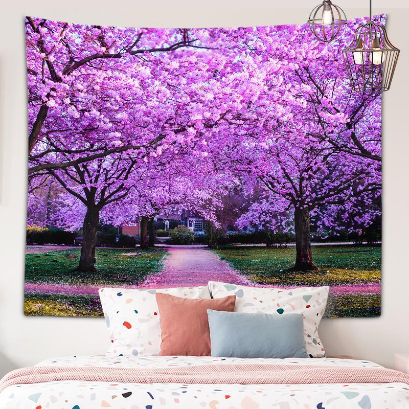 

Сонячний лісовий пейзаж Гобелен Природний пейзаж Настінне мистецтво Гобелен Спальня Кімната Естетичний декор Вітальня Прикраса дому 230X180CM