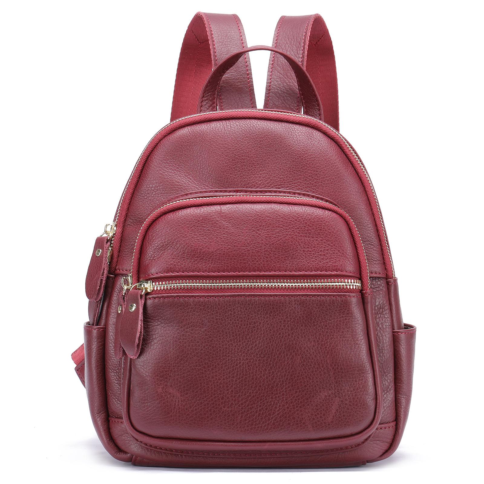 Women`s Mini Genuine Leather Backpack Pebbled