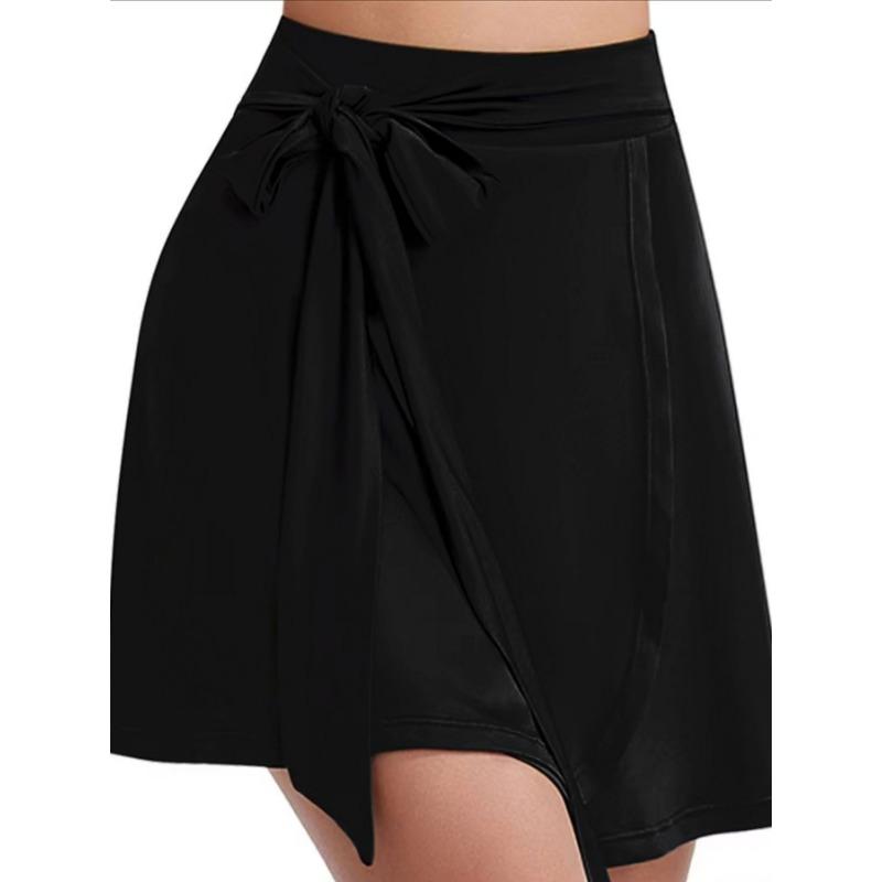 

Women s Spring and Summer Pleated Sports Short Skirt Women s Short Skirt Anti-slip Lining Pocket Skirt Yoga Skirt Pants XXL чёрный