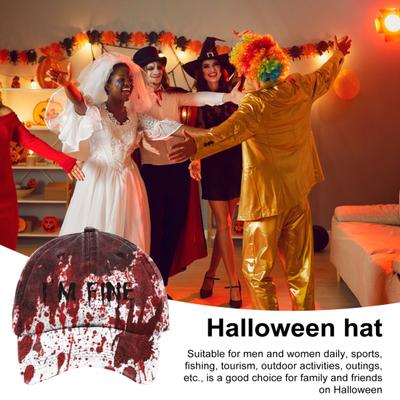 Casquette de baseball unisexe tache de sang foncé chapeau respirant de protection solaire style Halloween casquette de baseball à visière courbée
