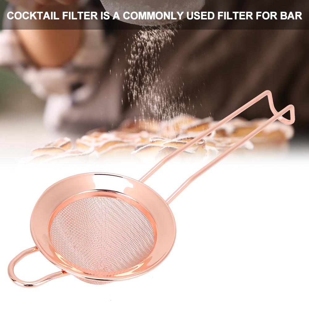 Stainless Steel Cone Shape Cake Powder Filter Cocktail Mesh Strainer Bar AccessoriesRose Gold