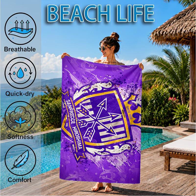 Fußballverein Wappen Aufgedrucktes Mikrofaser Strandtuch, Weich Und Saugfähig, Schnelltrocknend, Ideal für Sommerreisen, Strand-Essential, Schwimmbad