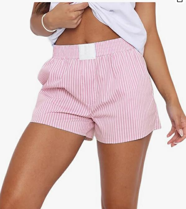 

Женские модные свободные шорты в полоску с высокой эластичной резинкой на талии, летние повседневные шорты XL розовый