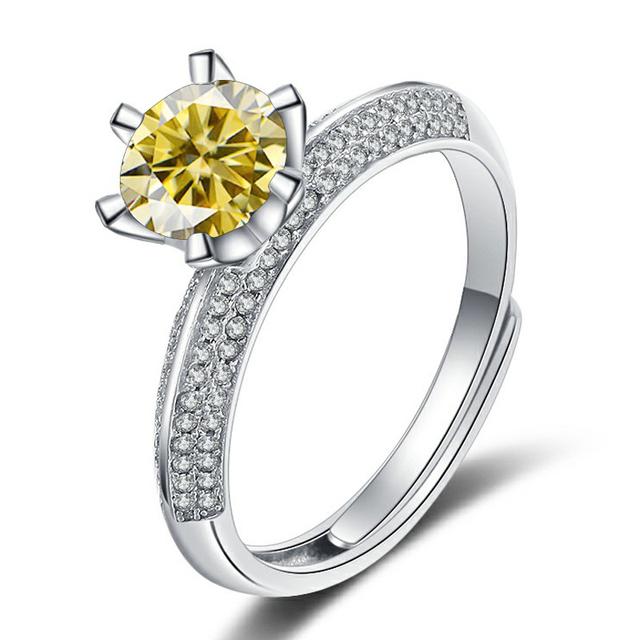 Luxusní D Color 1 Carat Moissanite Diamond Prsten Dámský S925 Sterling Silver jemné šperky na svatbu Nastavitelná velikost