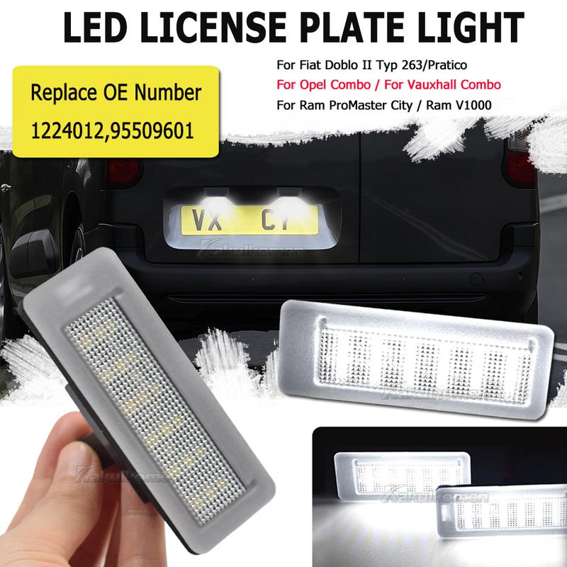 2PCS LED Number License Plate Light For Fiat Doblo Pratico 2010-2022 Opel Combo For Ram ProMaster City V1000 Tail Lamp Canbus