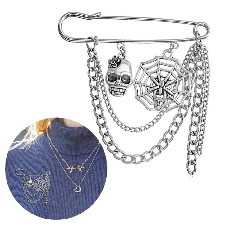 Edgy Chain Pin Adornement Unique Badge Pin Stylish Brooches Accessory for Women