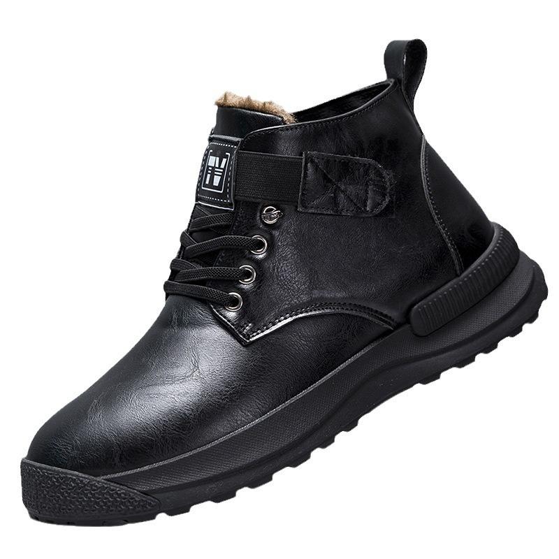 Cold-resistant new leather shoes men's genuine cotton boots casual shoes soft leather heightening shoes British tooling high-end shoes