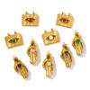 1 Piece 304 Stainless Steel 18K Gold Plated Natural Stone Rhinestone Palm Shaped Eye Rectangle Pendant For Necklace DIY Making