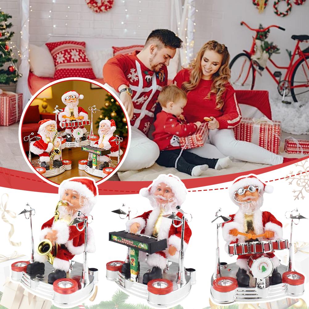 Christmas Santa Claus Electric Music Instrument Playing Music Doll Xmas Toy Party Ornaments Gift For Kids Home Decoration