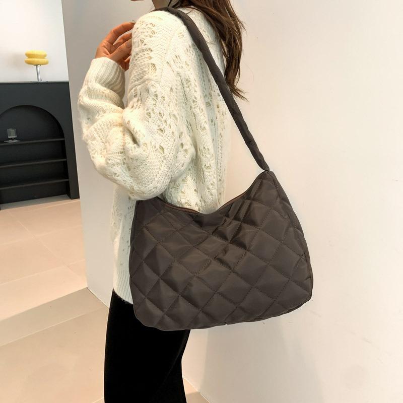 Simple Cotton Embroidery Thread Underarm Bag Women's New Textured Large-capacity Commuting Shoulder Bag Bag