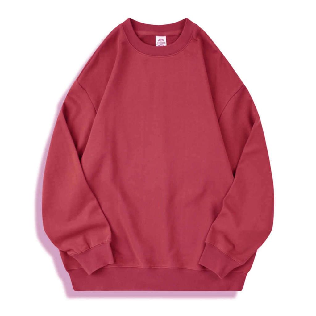 350G Heavy Cotton Terry Round Neck Sweater Loose Version Shoulder Jacket Autumn Print Embroidery