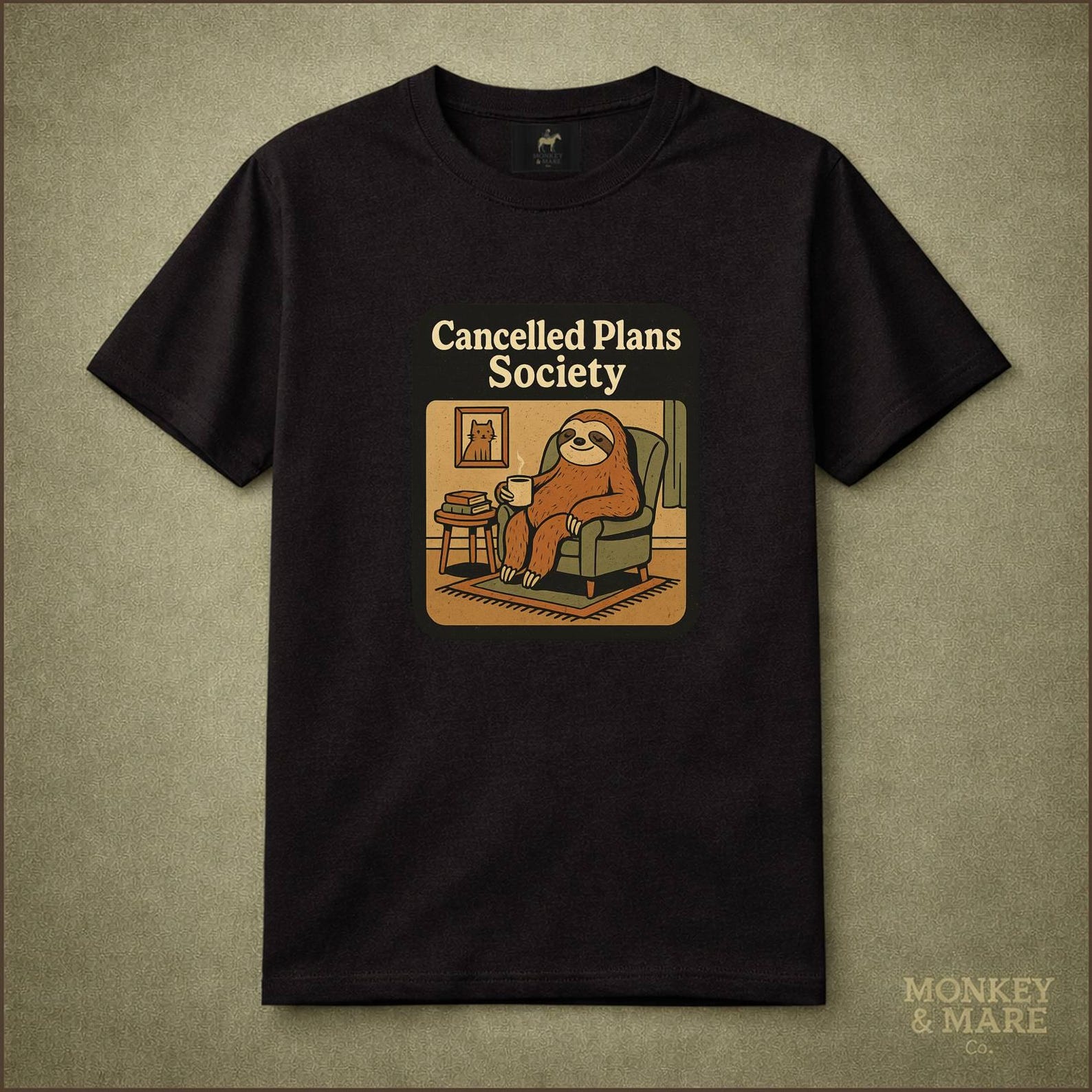 Cozy Sloth Shirt, Cancelled Plans Society, Funny Introvert Stay Home Club Tee XL