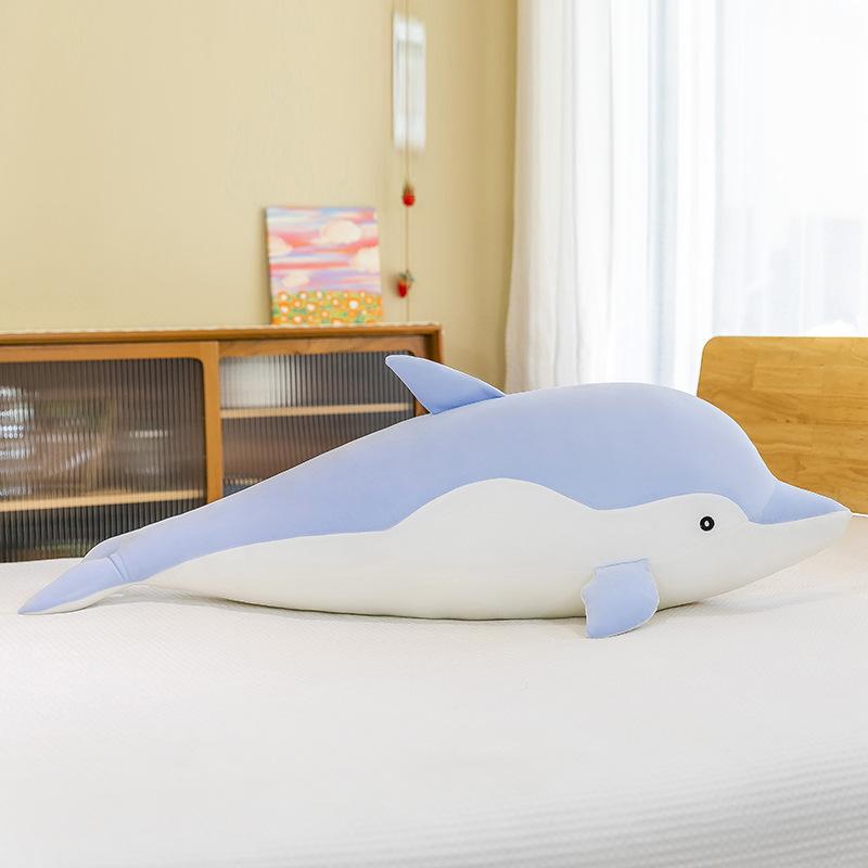 Dolphin Plush Toy Rag Doll Large Strip Sleeping Cute Throw Pillow Doll Children's Birthday Gift Female