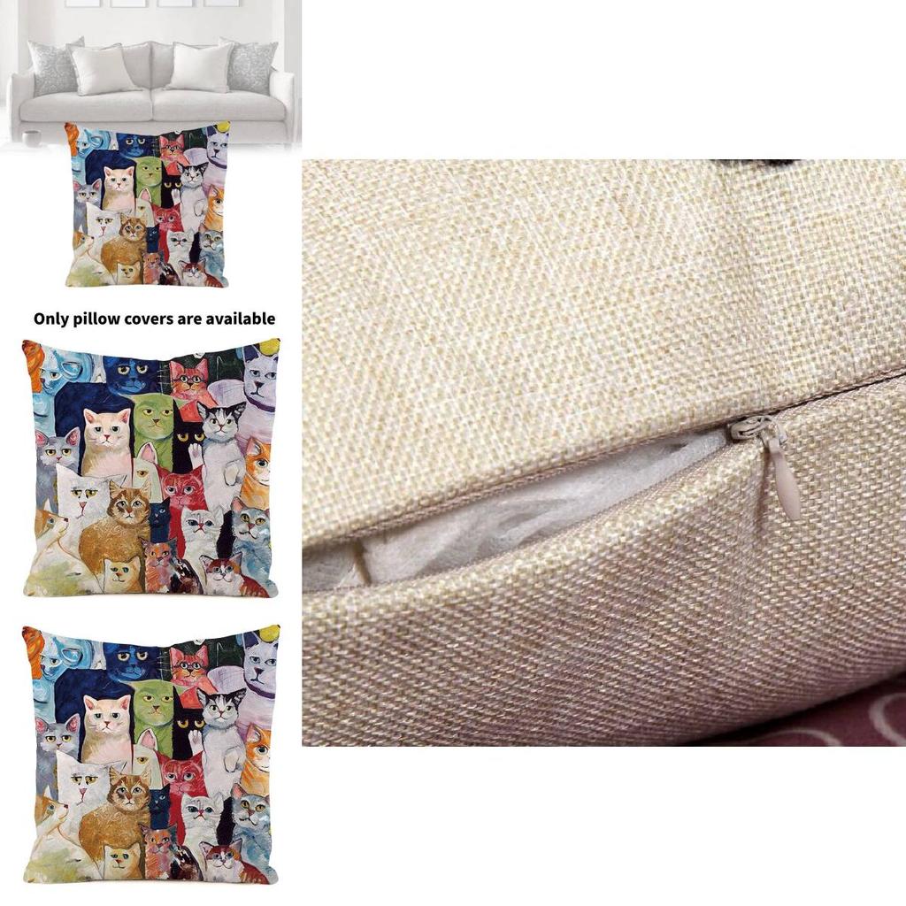 Rustic Cat Plush Pillow Cover With Silk Material For Living Room Decor And Home Comforts