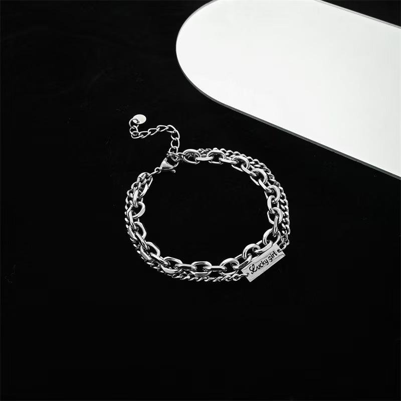 Trend hot-selling medium cold wind letter bracelet women's hip-hop double-layer corner men's bracelet jewelry accessories