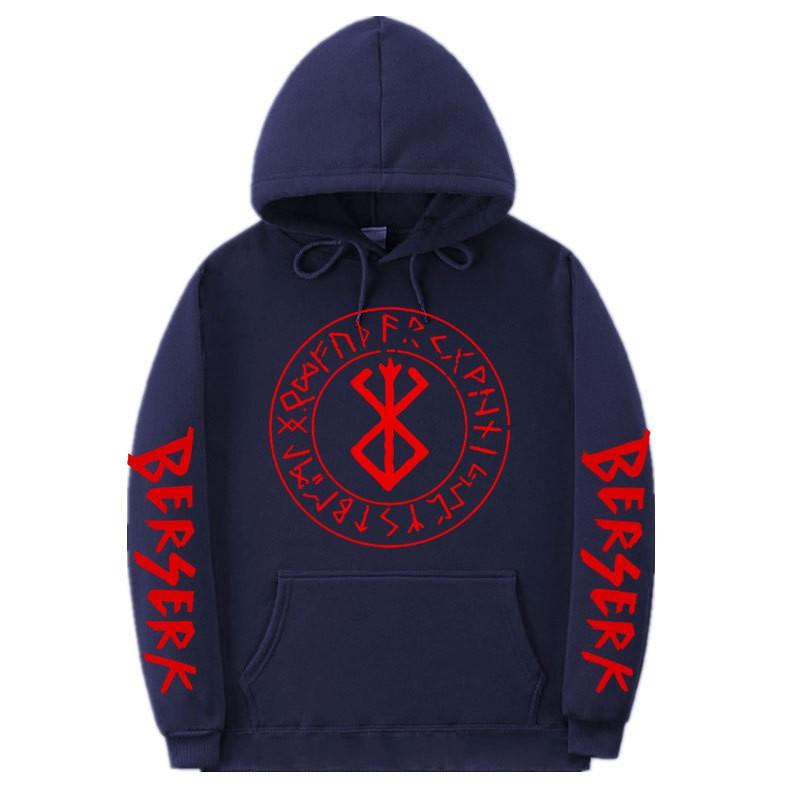 Berserk Anime Hooded Sweatshirt Men Loose Fit Fleece Lined Streetwear Casual Pullover Top
