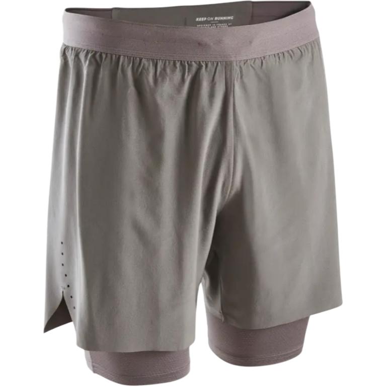 

DECATHLON KIPRUN Comfortable, Breathable, Quick-Drying 2-in-1 Lace-up Sports Shorts Men s Grey XL серый