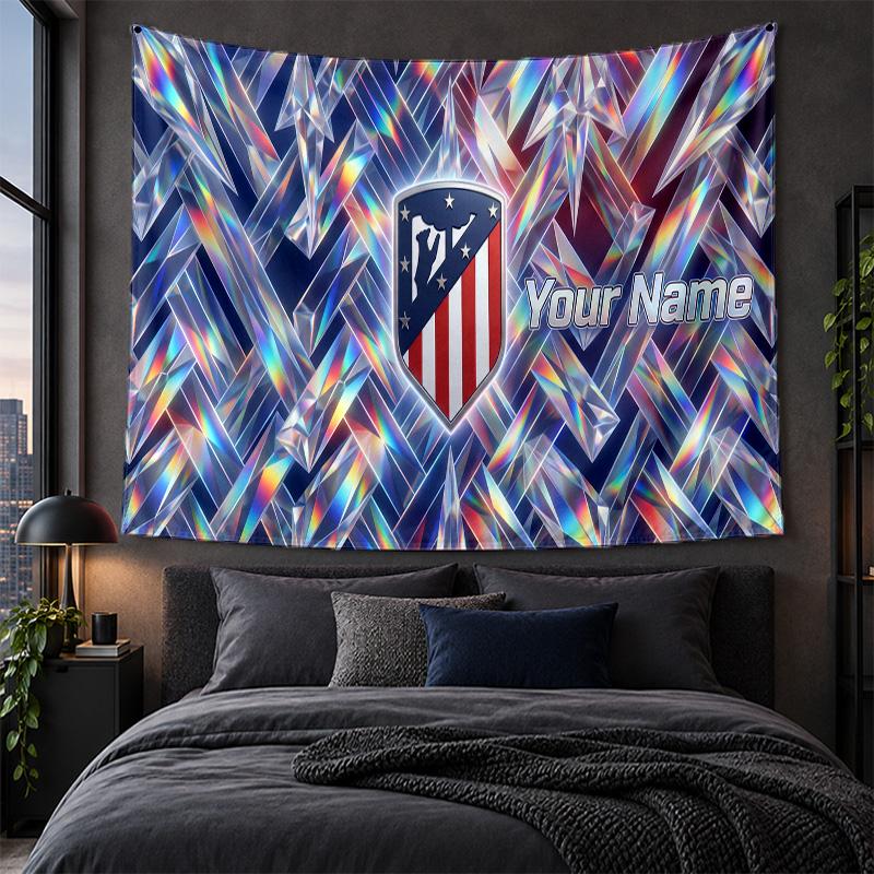 Personalized Tapestry Wall Hanging Atletico Madrid FC Pattern Art Background Cloth