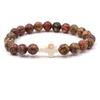 Trendy Beaded Bracelet With Natural Agate Stones - Stylish Cross Pendant Bracelet - Elegant Jewelry For Daily Wear