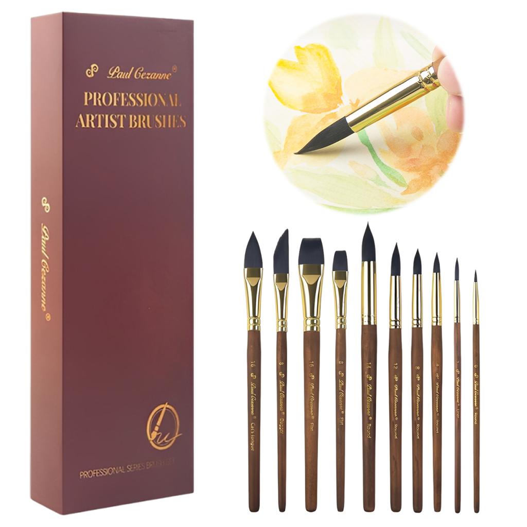 10Pcs Wash Art Brushes Reusable Watercolor Painting Brush Set Wooden Handle Artist Brush For Acrylic & Watercolor Drawing