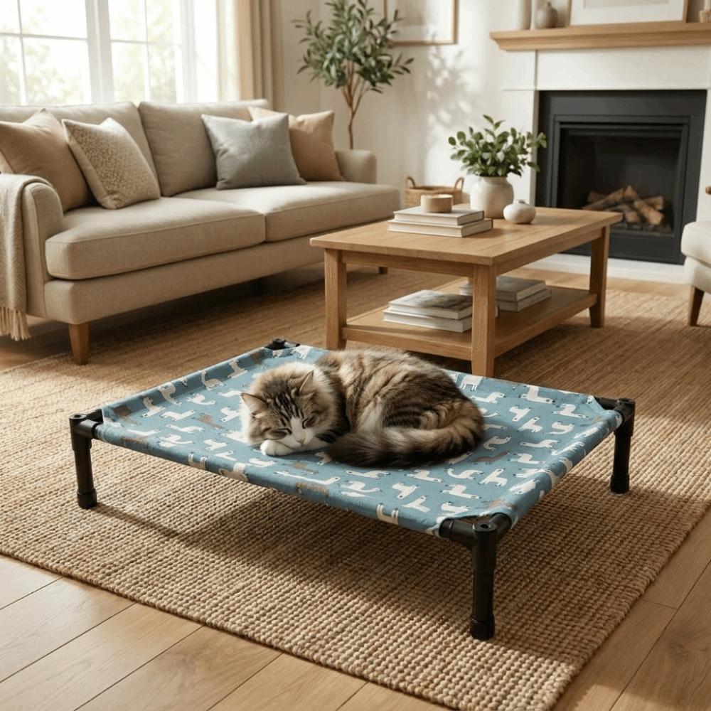 Moisture Proof Pet Camping Bed Non-Slip Cat Sofa Bed Durable Elevated Pet Bed Indoor Outdoor