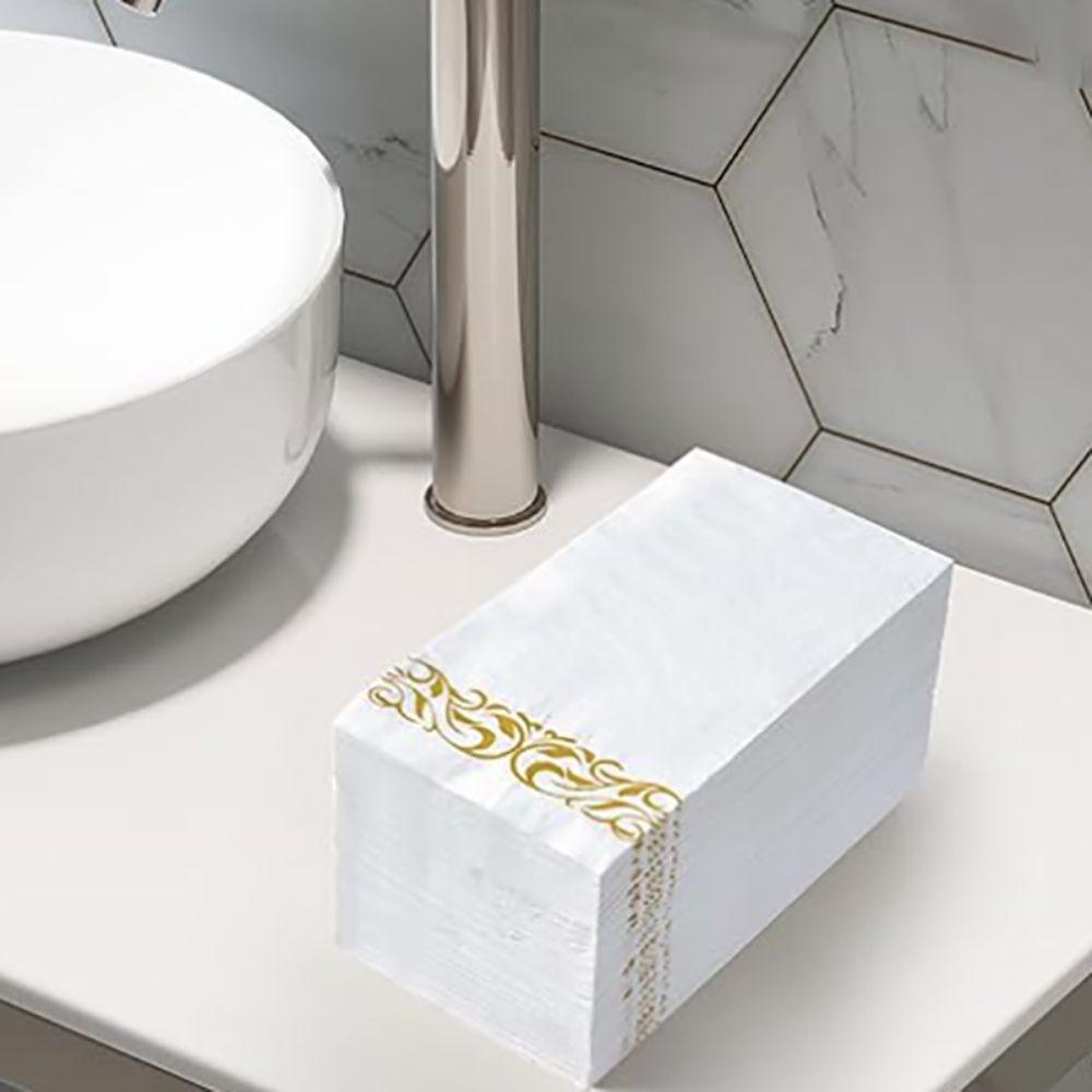 25Pcs Vintage Table Tissue Gold/Silver Printing Hand Towel Elegant Disposable Table Napkin  Banquet