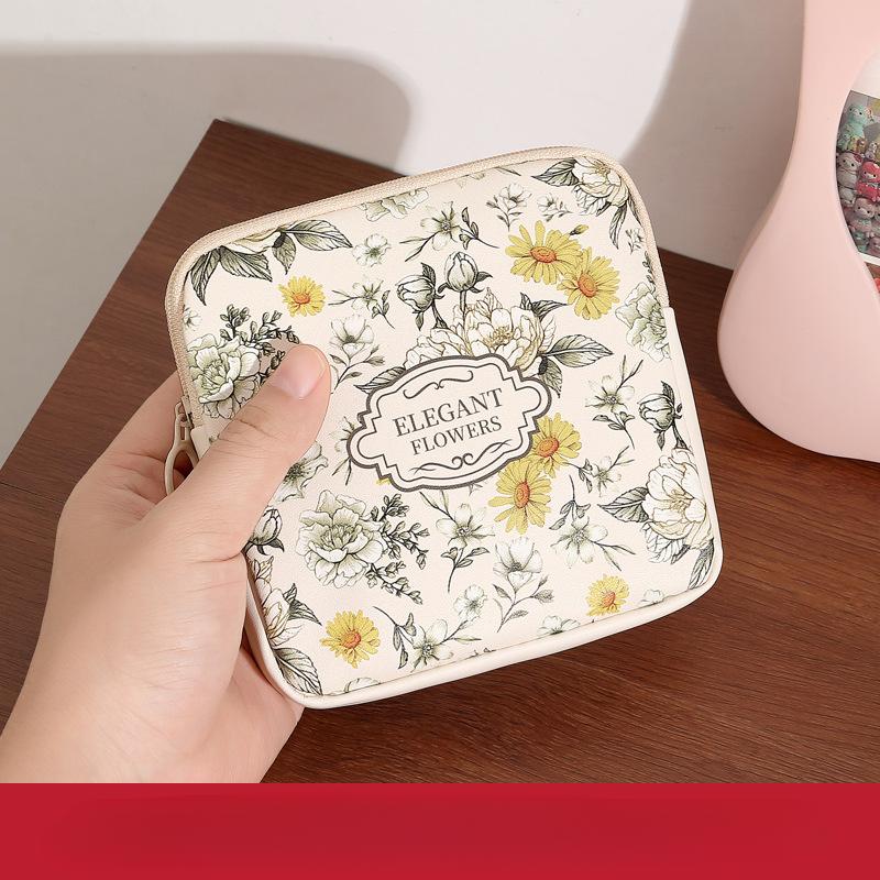 Large Capacity Sanitary Pads Bag Portable Mini Data Cables Organizer Multipurpose Women Girls Cosmetic Makeup Bag Coin Purse