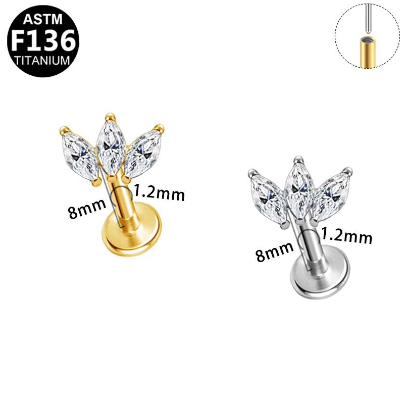 136 Titan Piercing Labret Flatback Gaby Gewindeloser Knorpelohrring Lippenring Schmuck 16G ASTM F136