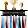 Wall Mounted Medal Display Rack Metal Trophy Shelf Medal Hanger Display With 15 Hooks Medal Holder Sturdy Honor Ribbon Organizer