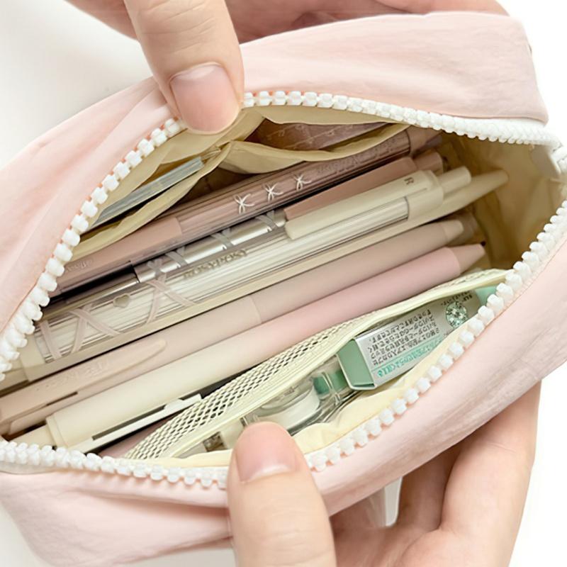 1 pz Astuccio Matite Kiss Cream Borsa Porta Penne Simpatico Cartone Animato Cane & Gatto Design Semplice Grande Capacità Pochette Portaoggetti Stile Giapponese