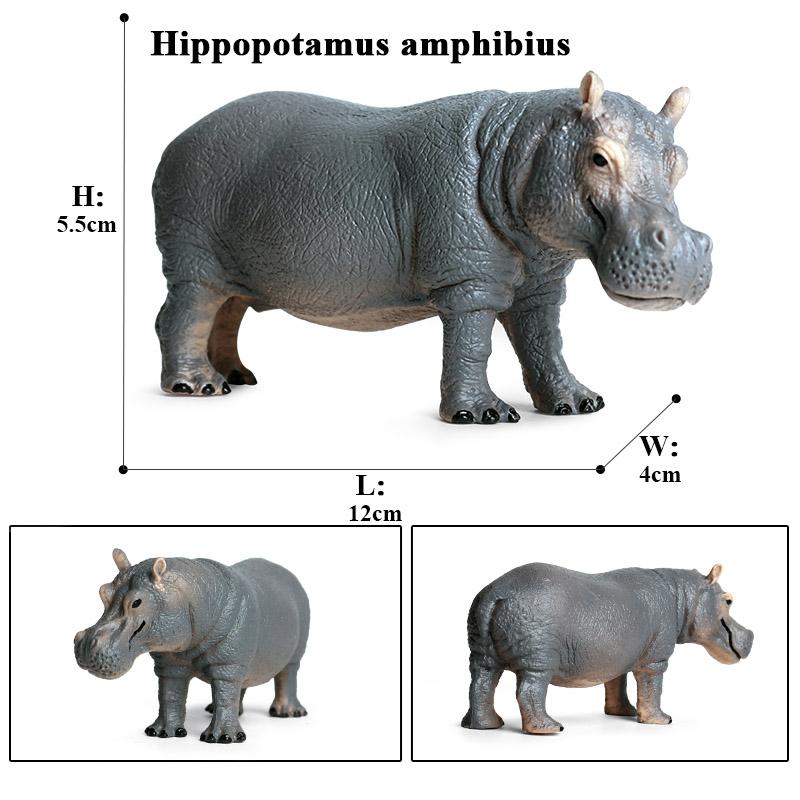 Oenux Modello Animale Selvatico di Simulazione Rinoceronte Rinoceronte Ippopotamo Ippopotamo PVC Ornamento per la Casa Animale Giocattolo Educativo per Bambini Regalo