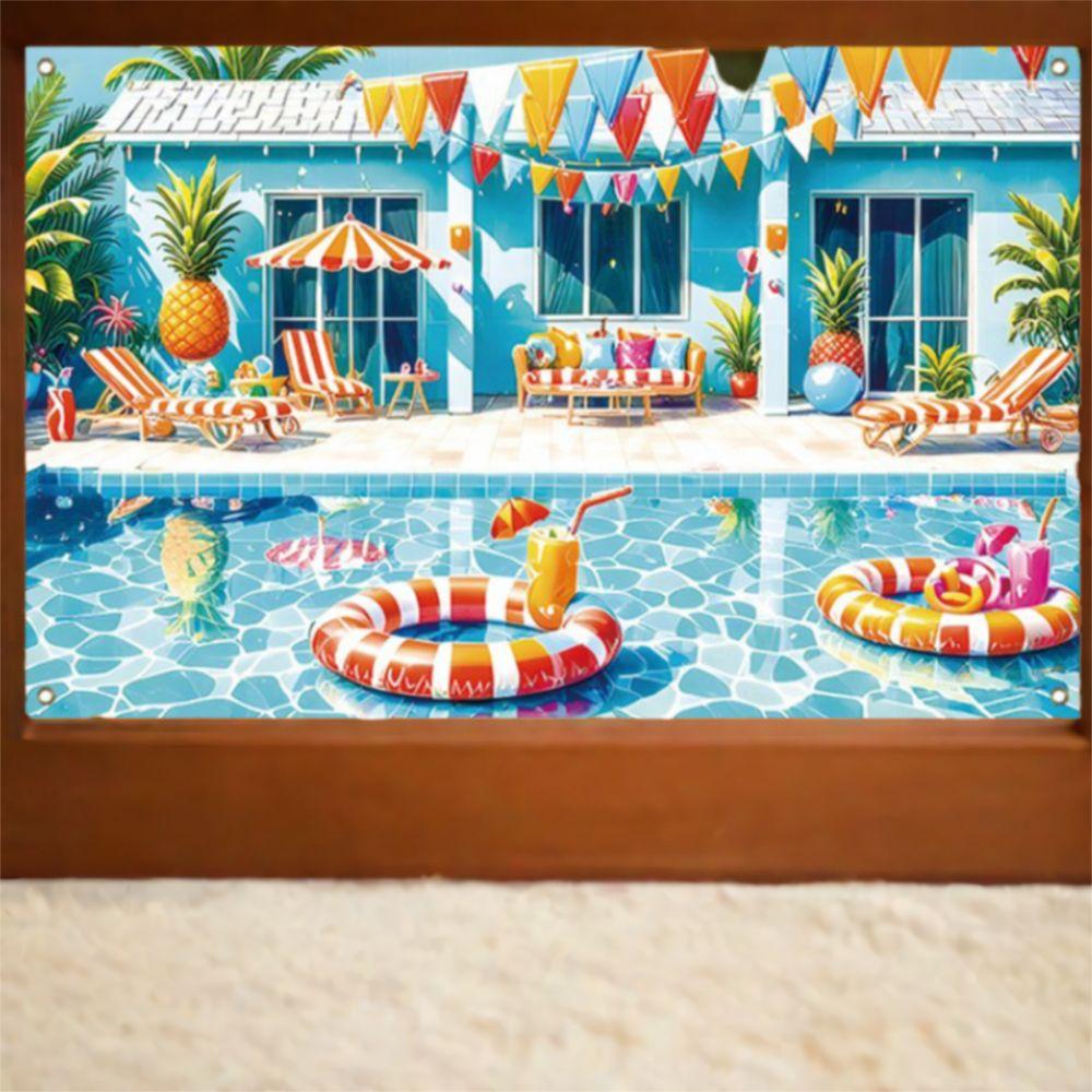 Pineapple Parasol Summer Beach Backdrop Tropical Theme Seaside Backdrop  Gender Reveal