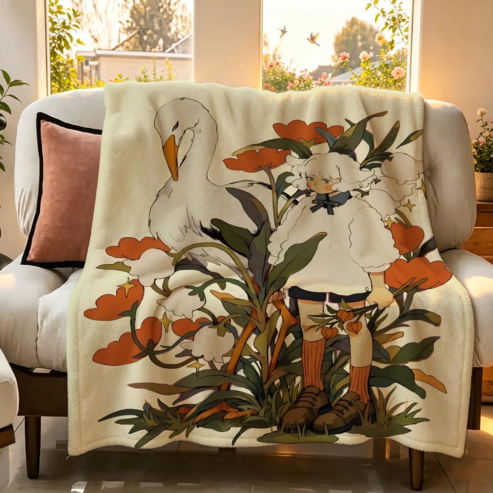 Illustrator L Liya Mochipanko Throw Flannel Throw Blanket Suitable for Sofa Living Room Bedroom